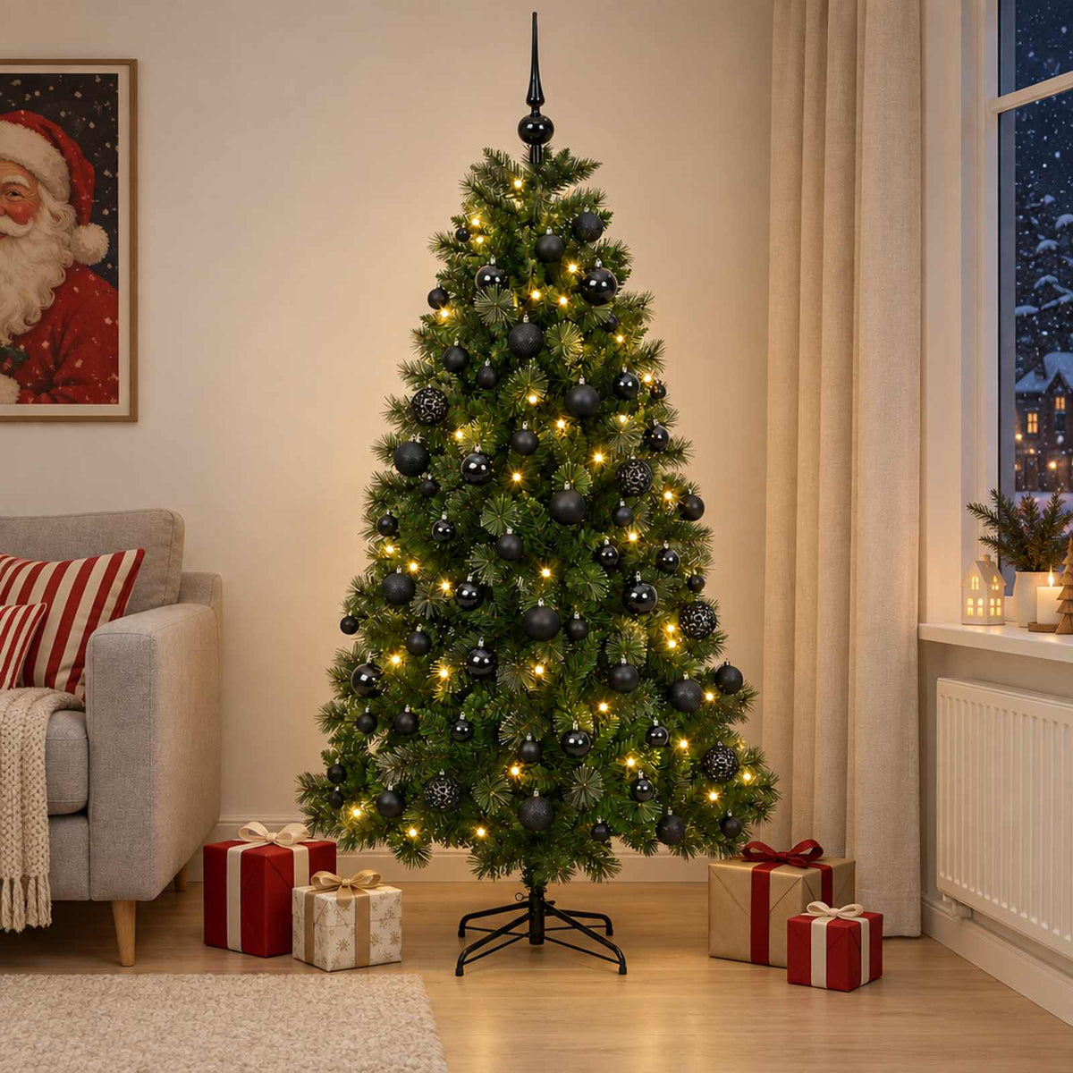 Dirbtinė kalėdinė eglutė su žaisliuku 180 cm 300 LED