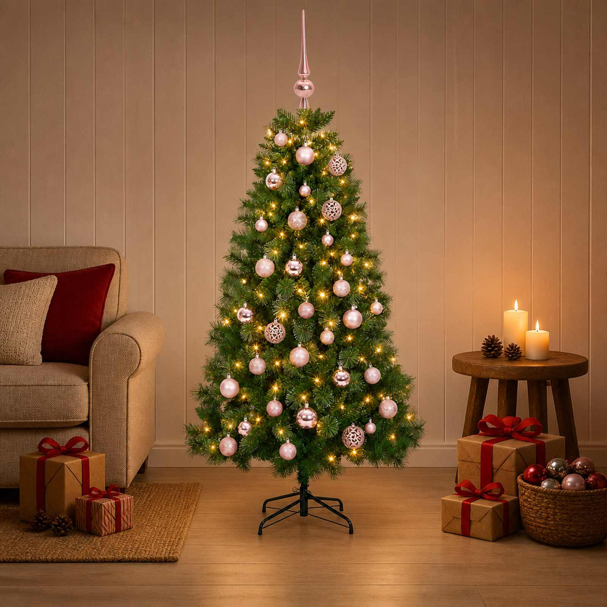 Dirbtinė Kalėdų eglutė su žaisliuku 150 cm 150 LED Šilta balta