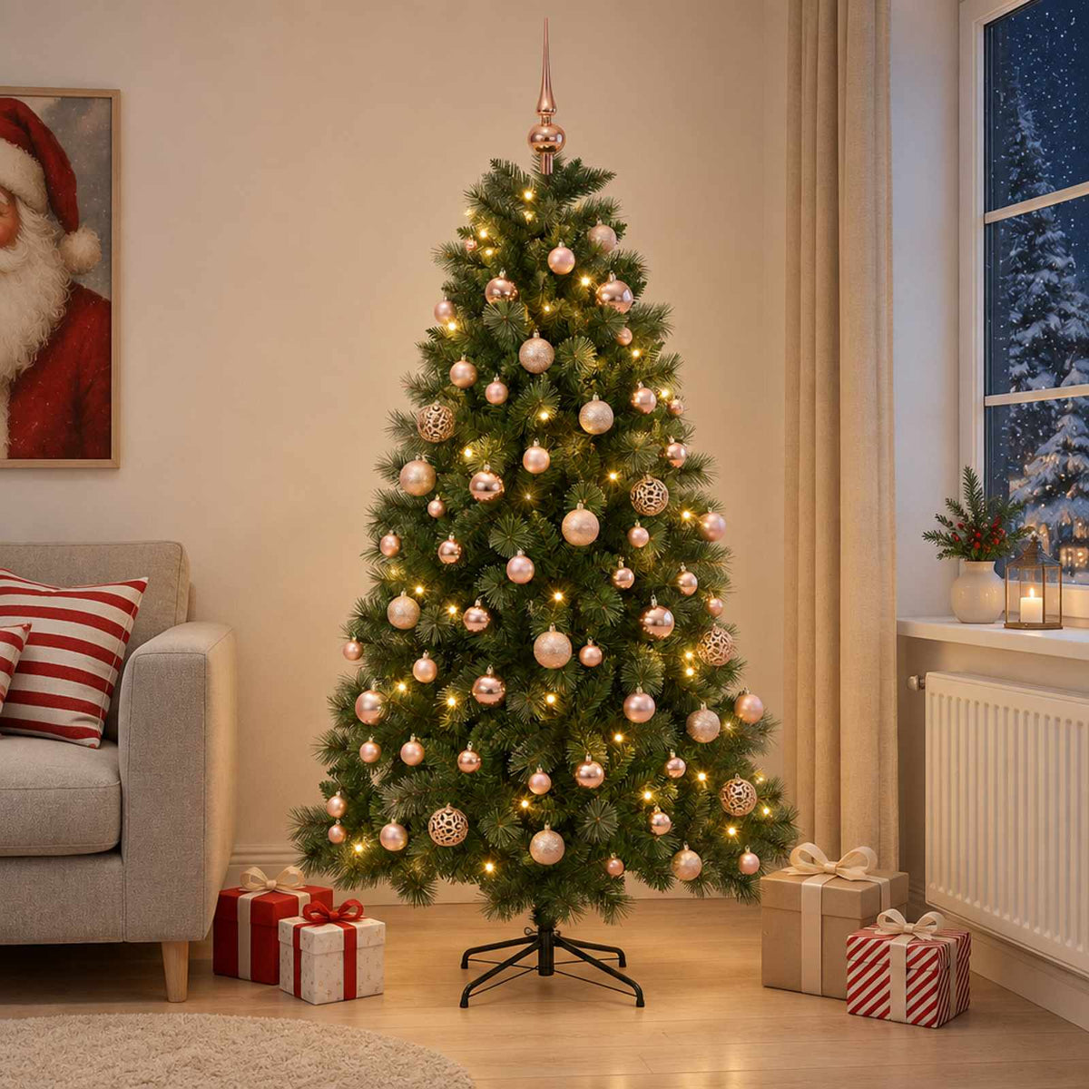 Dirbtinė Kalėdų eglutė su žaisliuku 210 cm 300 LED Šilta balta