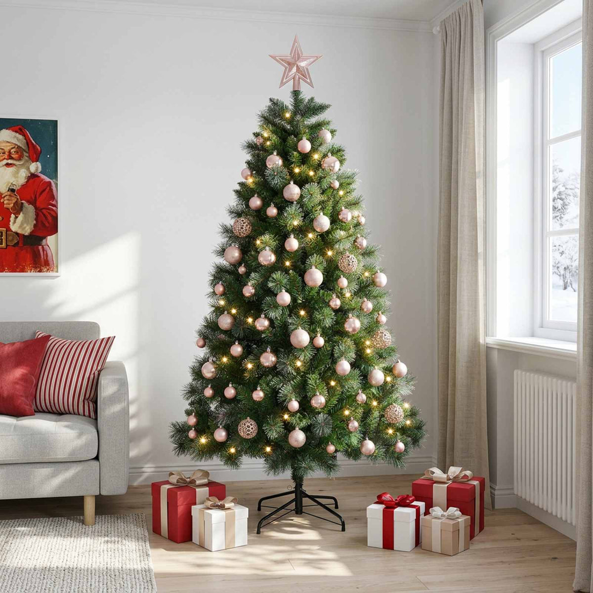 Dirbtinė Kalėdų eglutė su žaisliuku 210 cm 300 LED Šilta balta