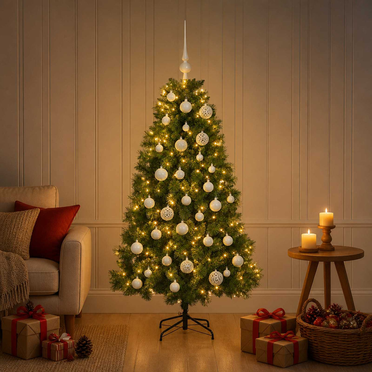 Dirbtinė kalėdinė eglutė su žaisliuku 120 cm 150 LED
