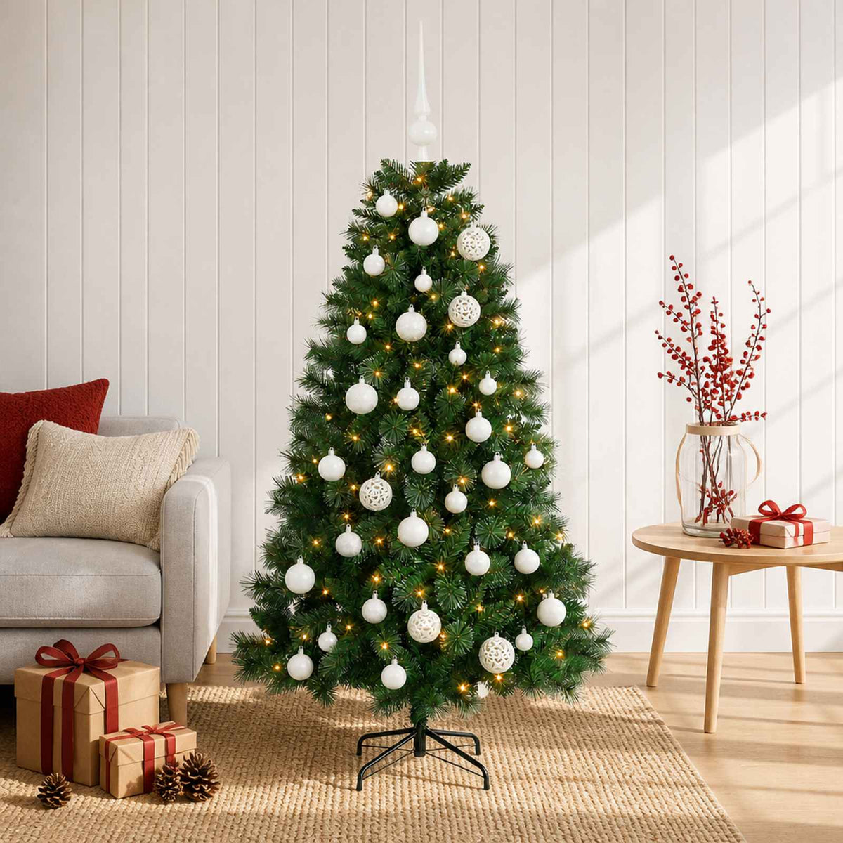 Dirbtinė kalėdinė eglutė su žaisliuku 120 cm 150 LED