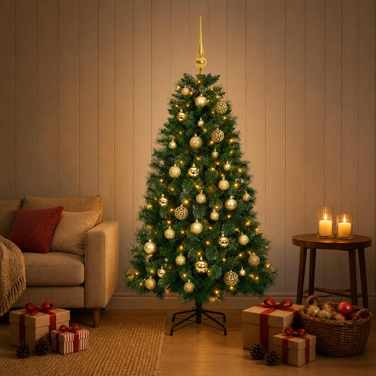 Dirbtinė kalėdinė eglutė su žaisliuku 120 cm 150 LED