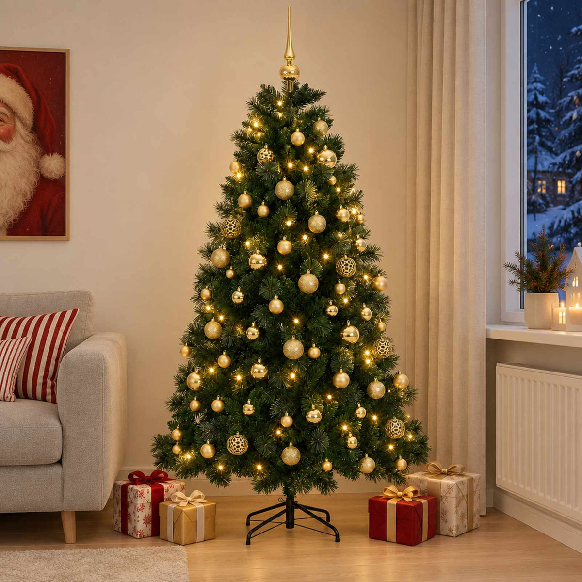 Dirbtinė kalėdinė eglutė su žaisliuku 180 cm 300 LED