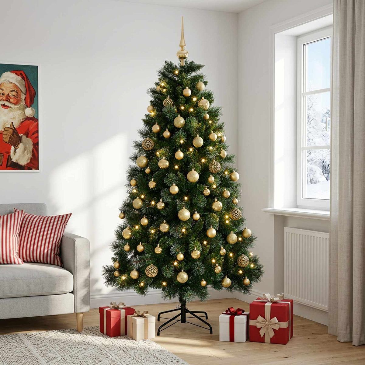 Dirbtinė kalėdinė eglutė su žaisliuku 180 cm 300 LED