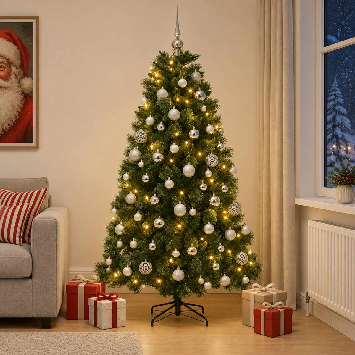 Dirbtinė kalėdinė eglutė su žaisliuku 240 cm 300 LED