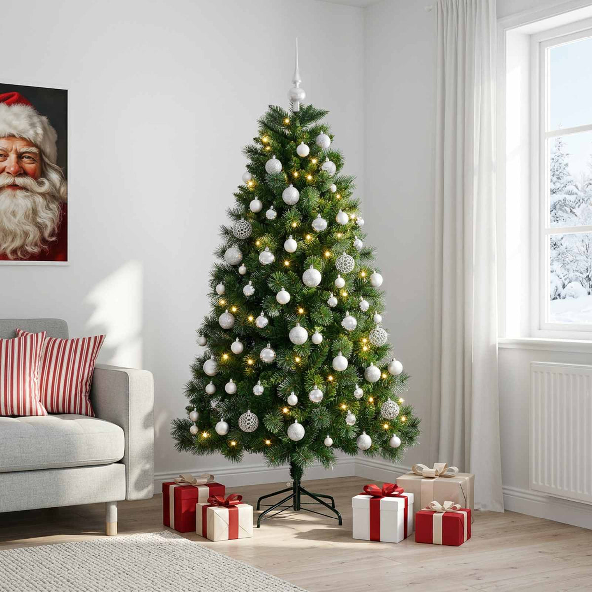 Dirbtinė kalėdinė eglutė su žaisliuku 180 cm 300 LED