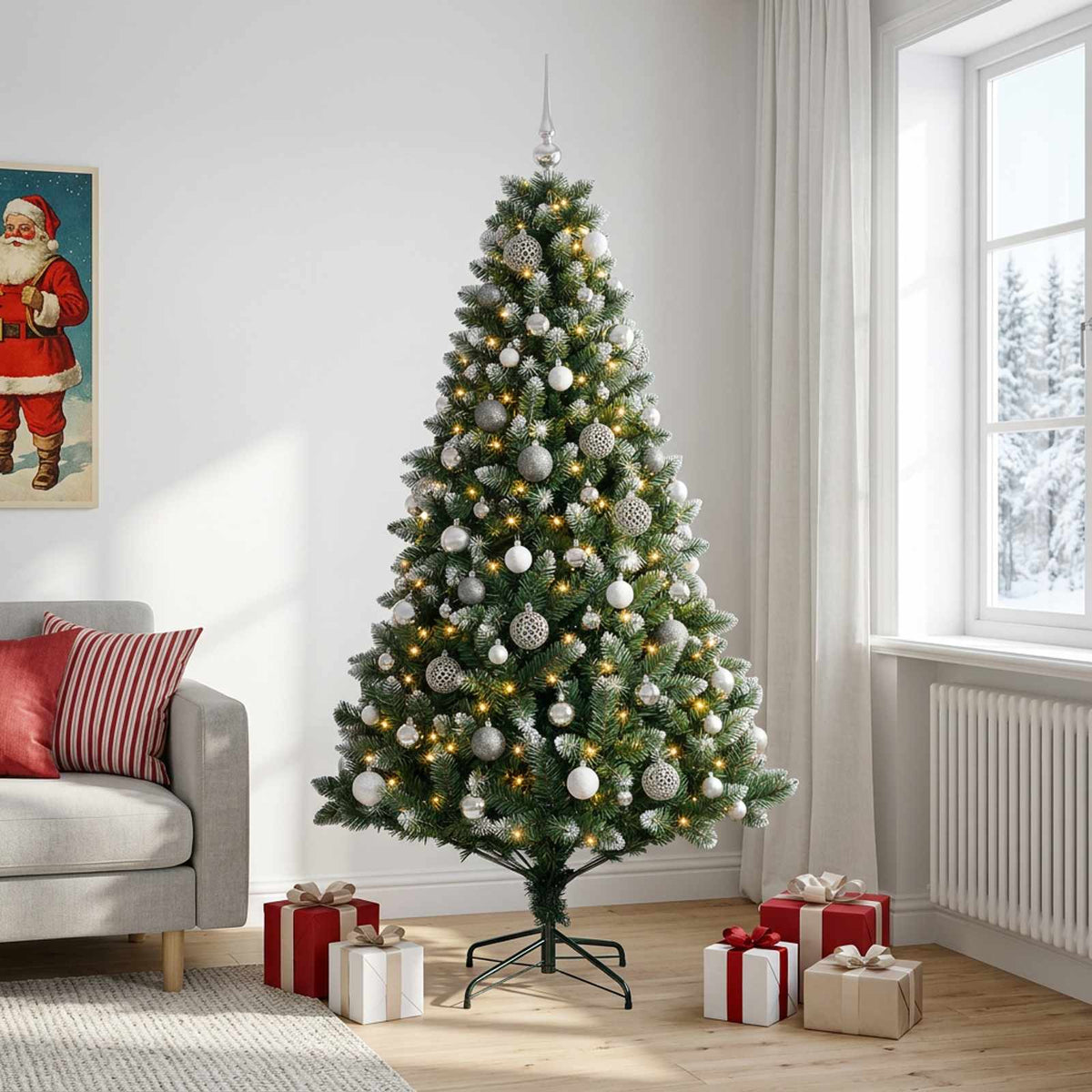 Dirbtinė Kalėdų eglutė su burbulais 210 cm 300 LED Šilta balta