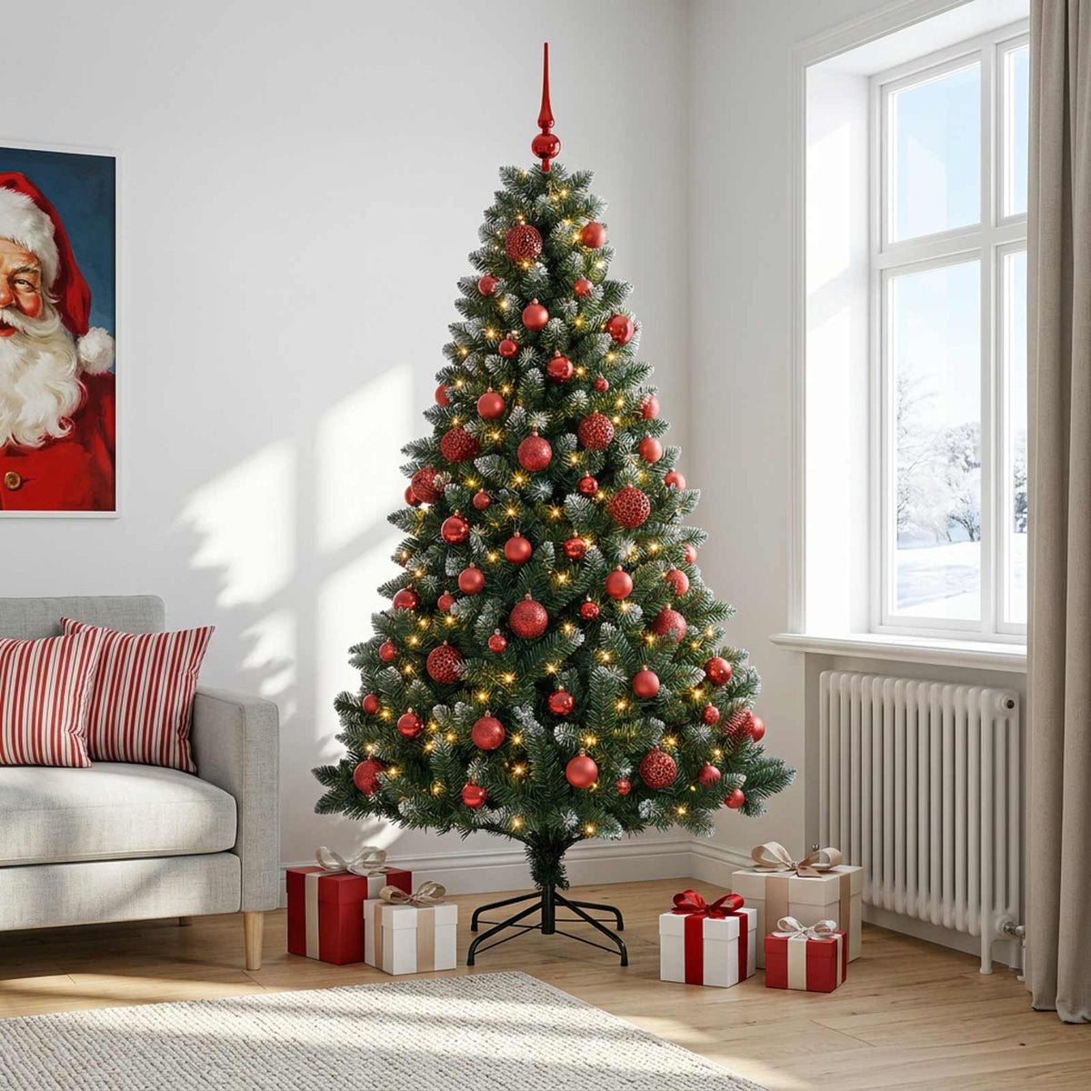 Dirbtinė Kalėdų eglutė su burbulais 210 cm 300 LED Šilta balta