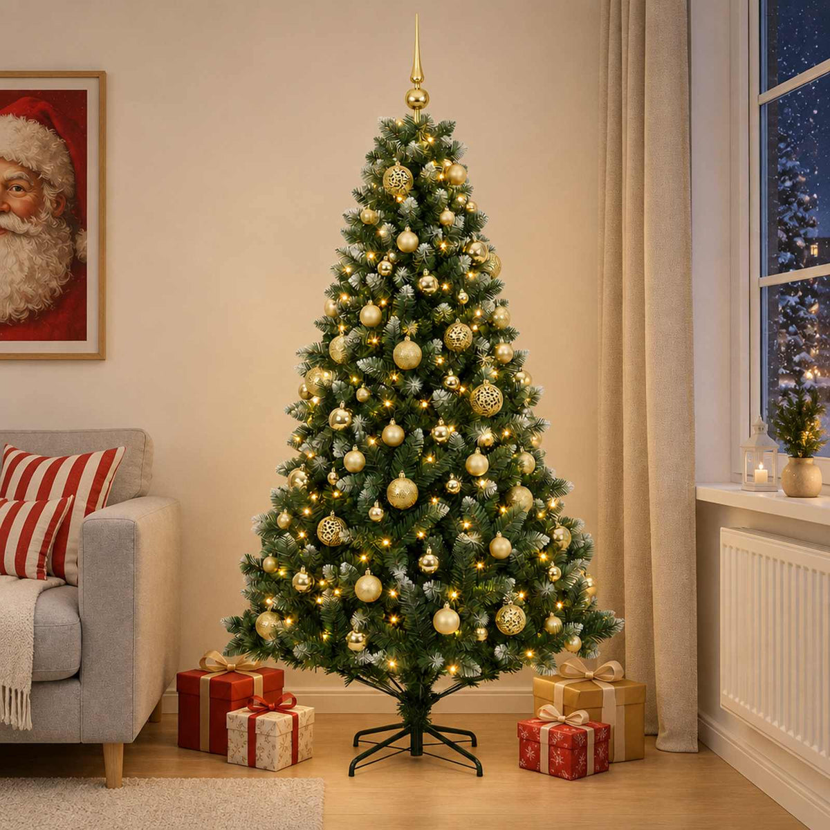 Dirbtinė Kalėdų eglutė su burbulais 240 cm 300 LED Šilta balta
