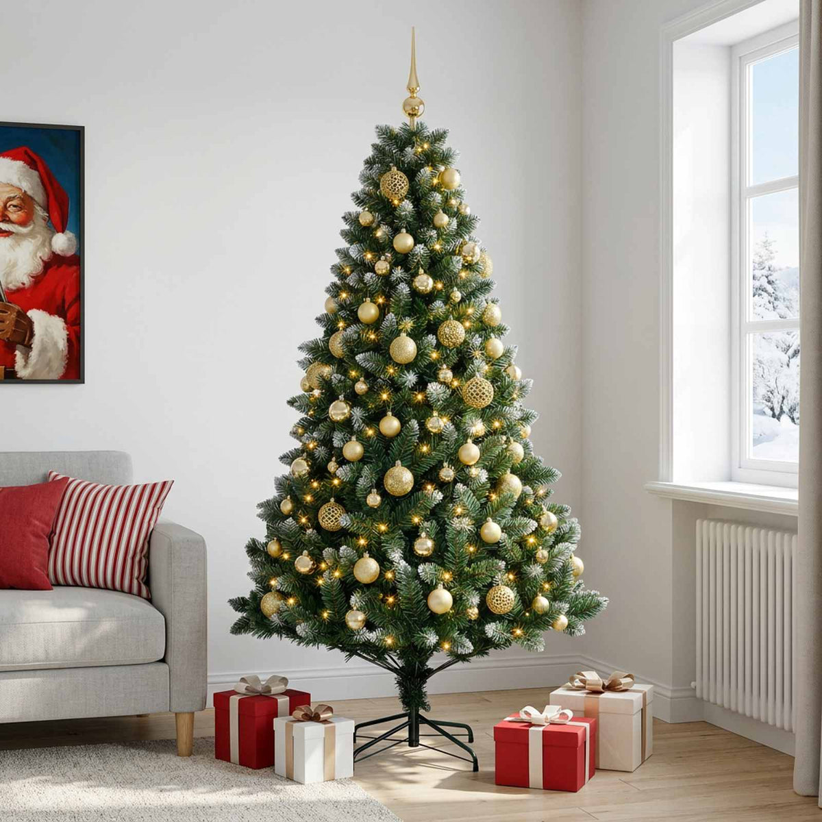 Dirbtinė Kalėdų eglutė su burbulais 180 cm 300 LED Šilta balta