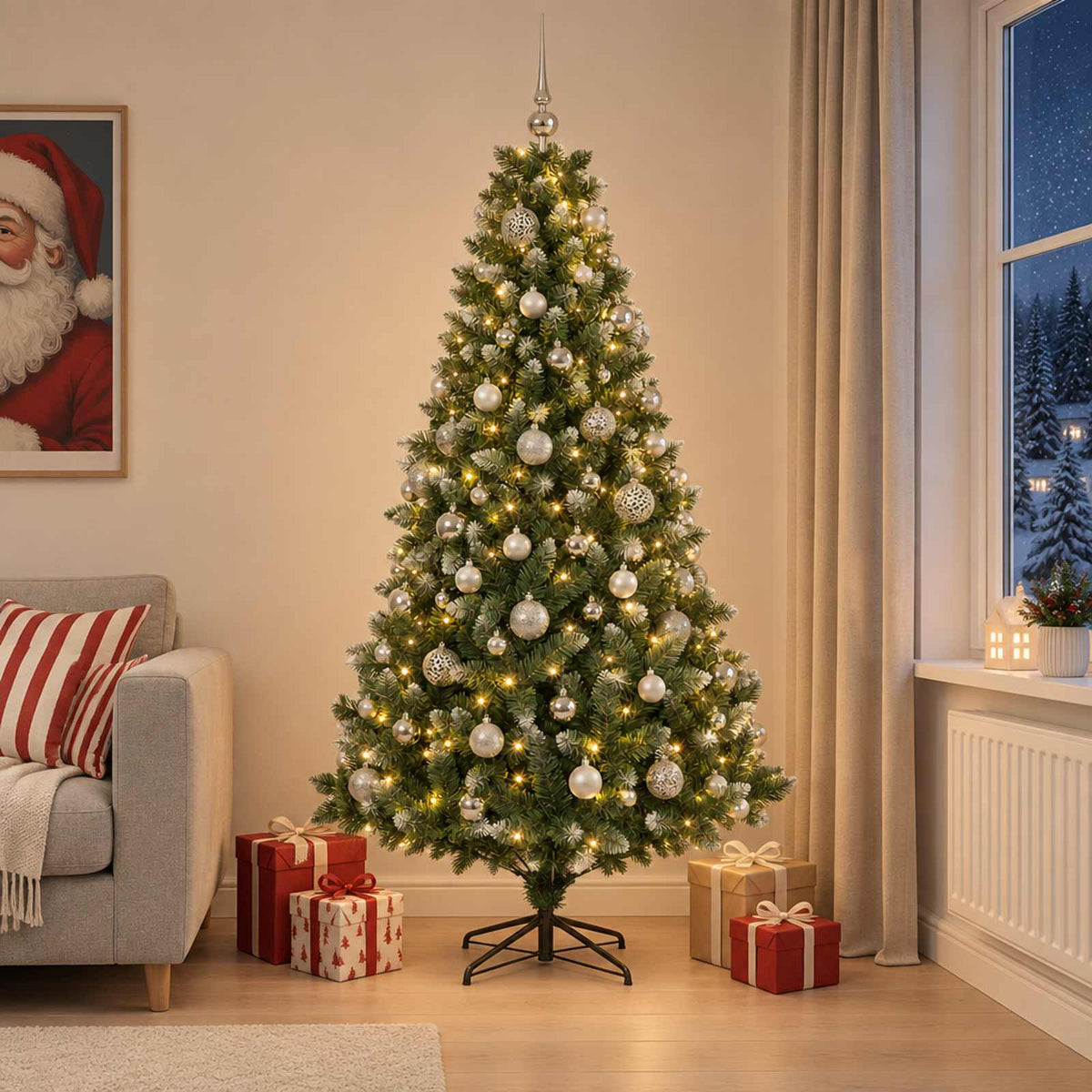 Dirbtinė Kalėdų eglutė su burbulais 180 cm 300 LED Šilta balta
