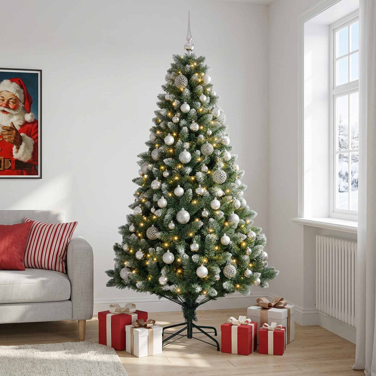 Dirbtinė Kalėdų eglutė su burbulais 180 cm 300 LED Šilta balta