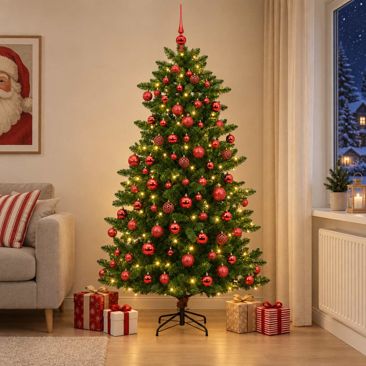 Dirbtinė Kalėdų eglutė su burbulais 240 cm 300 LED Šilta balta