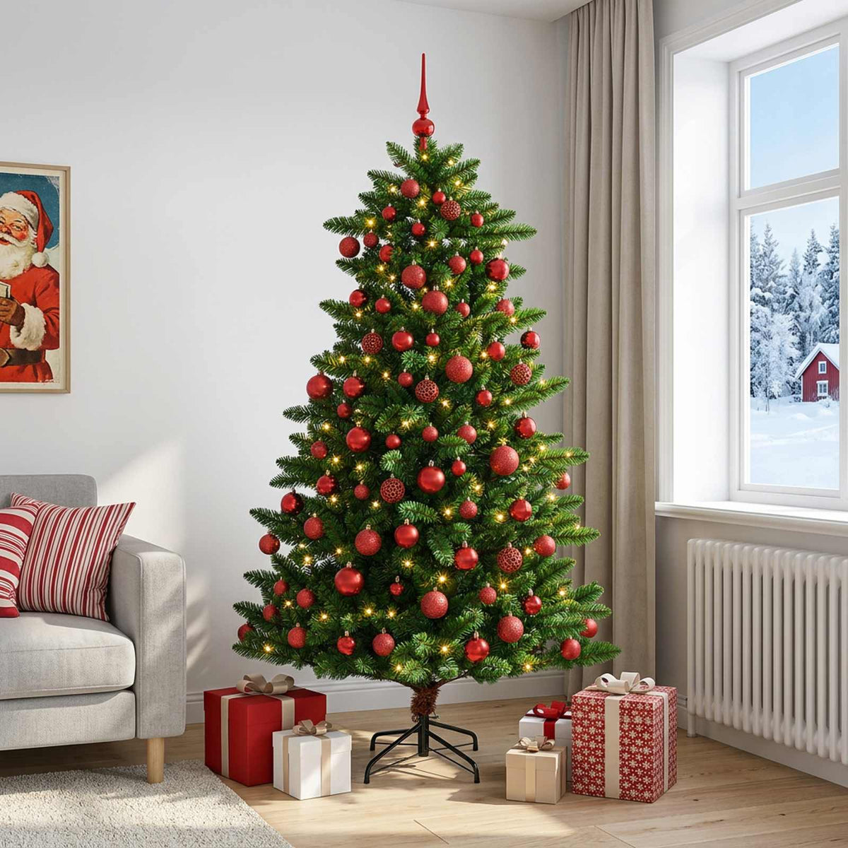 Dirbtinė Kalėdų eglutė su burbulais 240 cm 300 LED Šilta balta