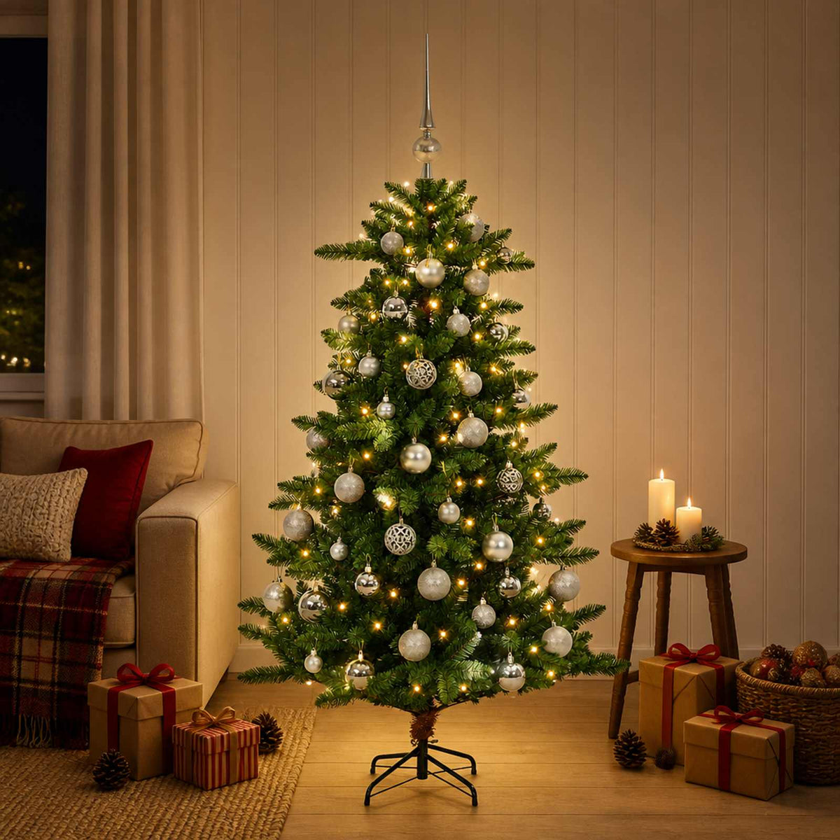 Artificial Christmas Tree with Bauble 150 cm 150 LED