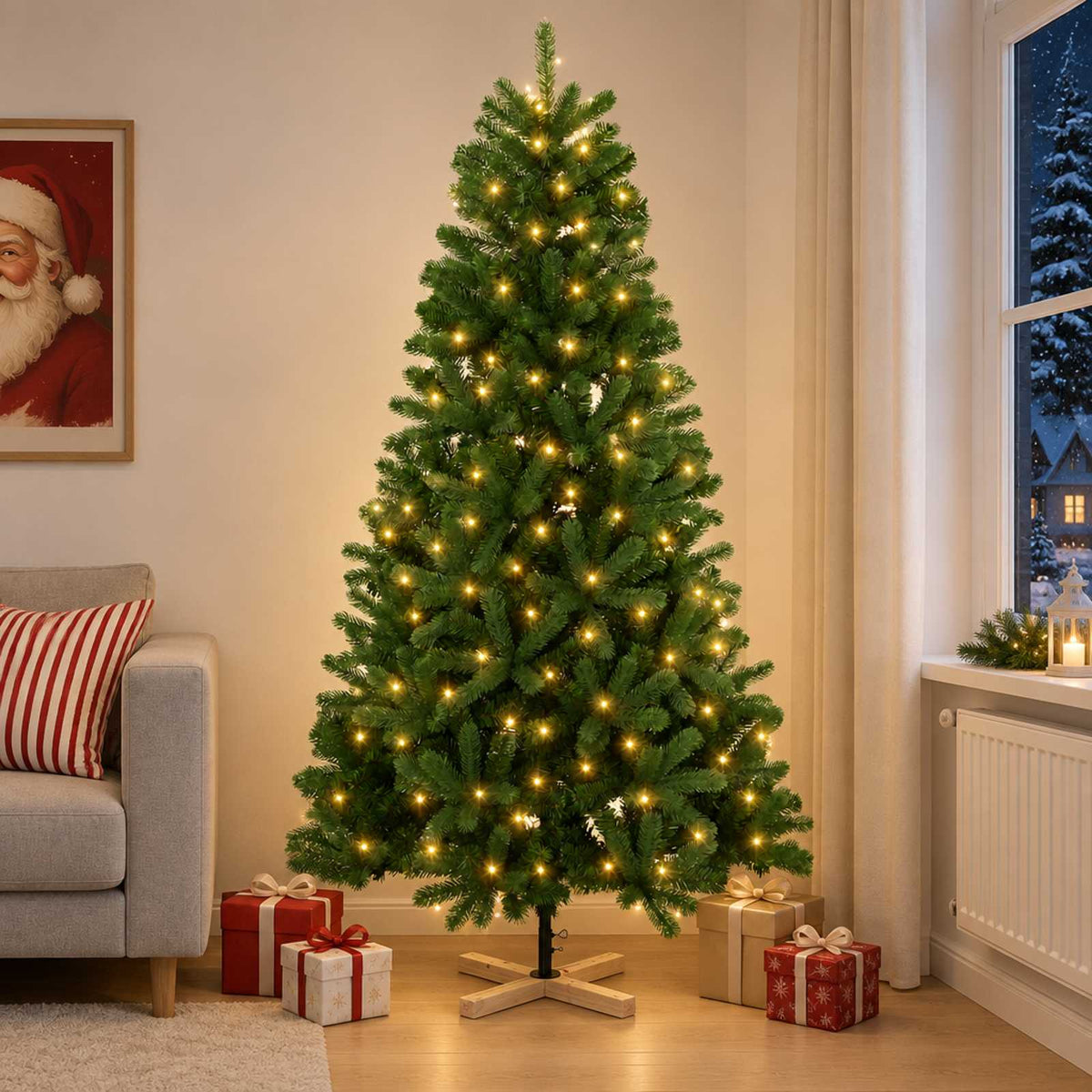 Dirbtinė Kalėdų eglutė 240 cm 300 LED Šilta balta PVC Žalia