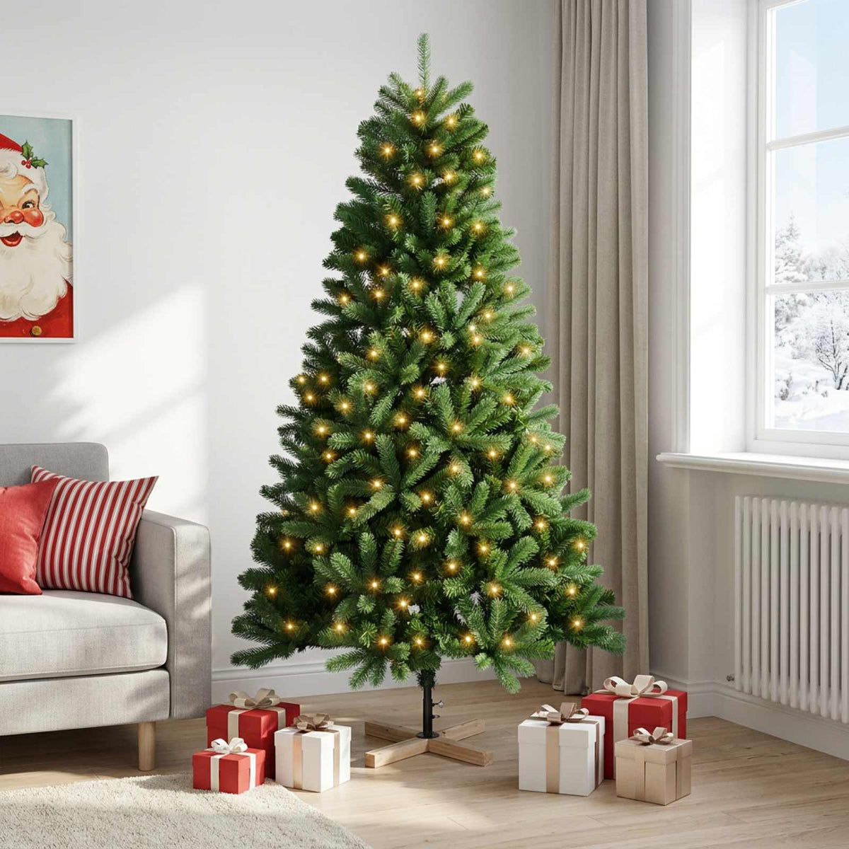 Dirbtinė Kalėdų eglutė 120 cm 150 LED Šilta balta PVC Žalia