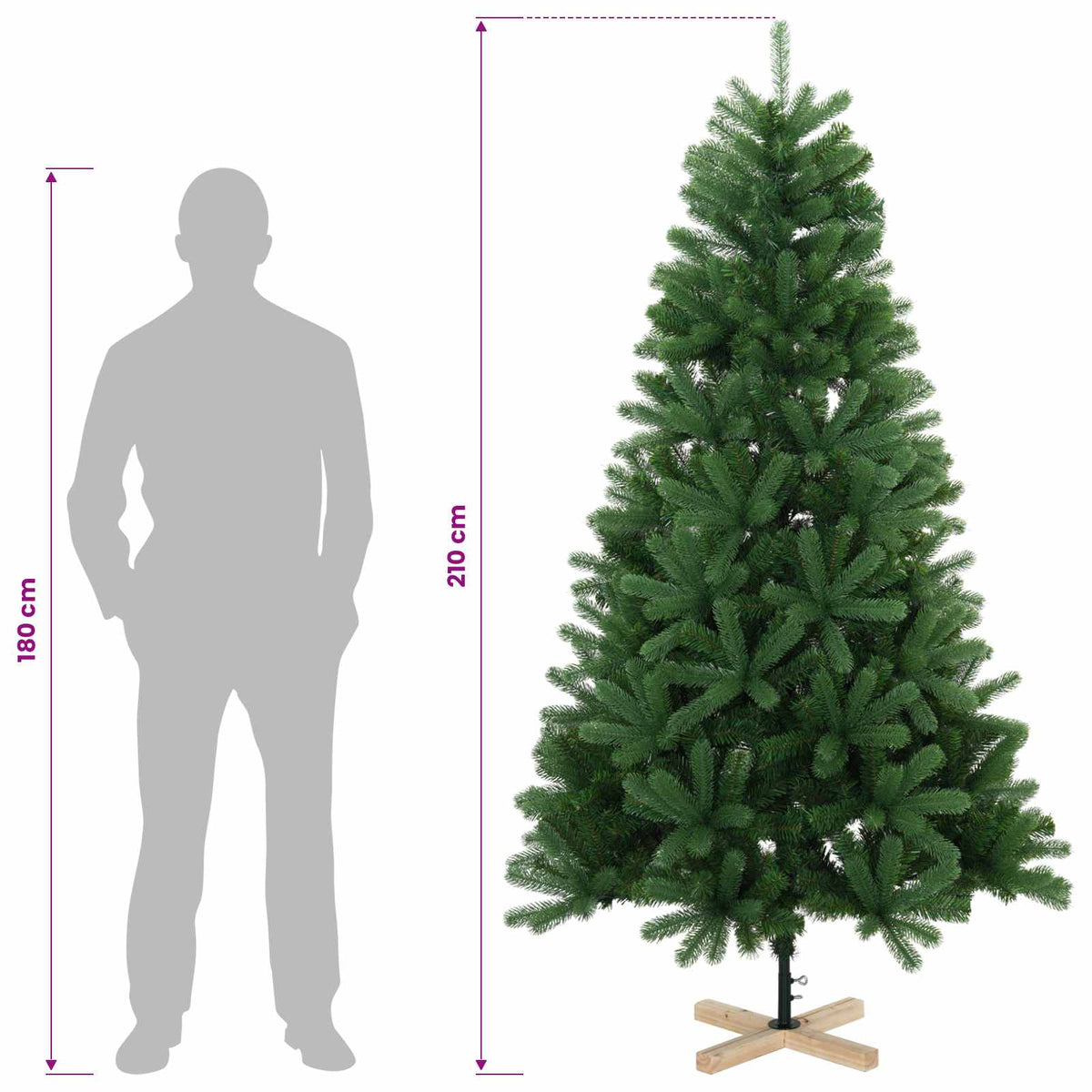 Dirbtinė Kalėdų eglutė 210 cm 300 LED Šilta balta PVC Žalia