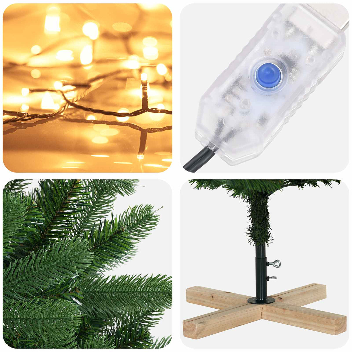 Dirbtinė Kalėdų eglutė 240 cm 300 LED Šilta balta PVC Žalia