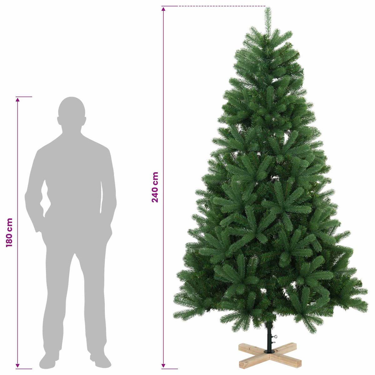 Dirbtinė Kalėdų eglutė 240 cm 300 LED Šilta balta PVC Žalia