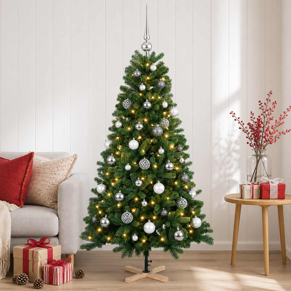 Dirbtinė kalėdinė eglutė su rutuliuku 150 cm 150 LED