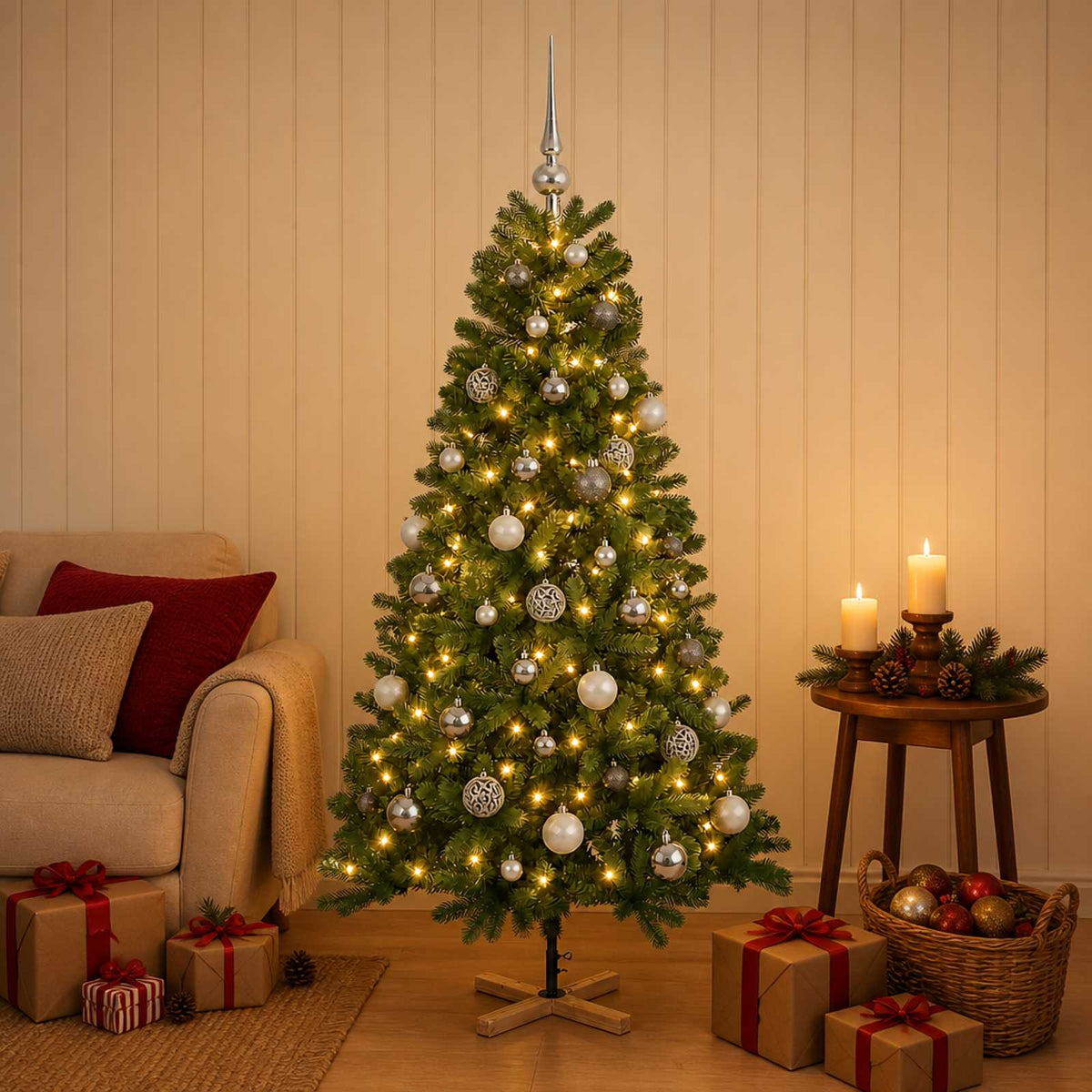 Dirbtinė kalėdinė eglutė su rutuliuku 150 cm 150 LED