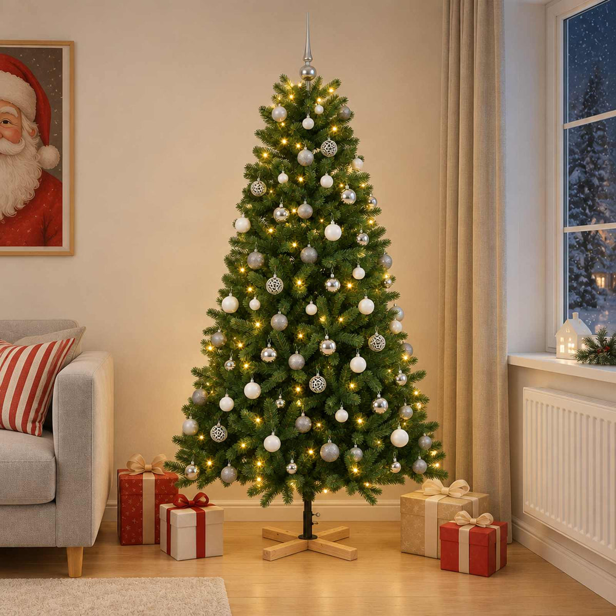 Dirbtinė kalėdinė eglutė su rutuliuku 240 cm 300 LED