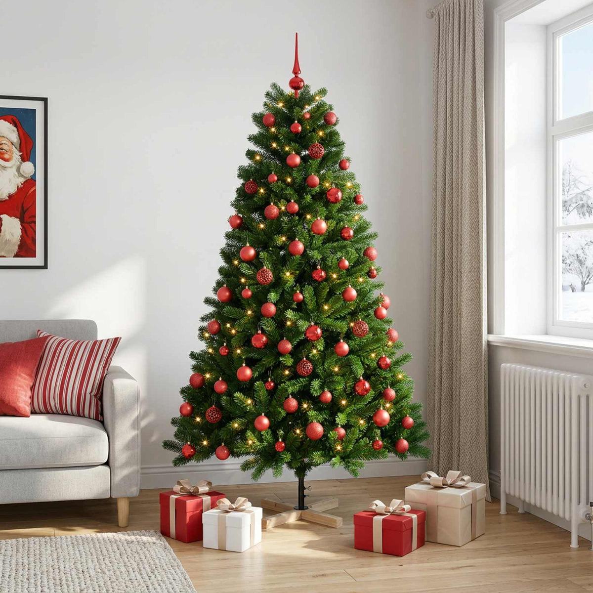 Dirbtinė kalėdinė eglutė su rutuliuku 180 cm 300 LED