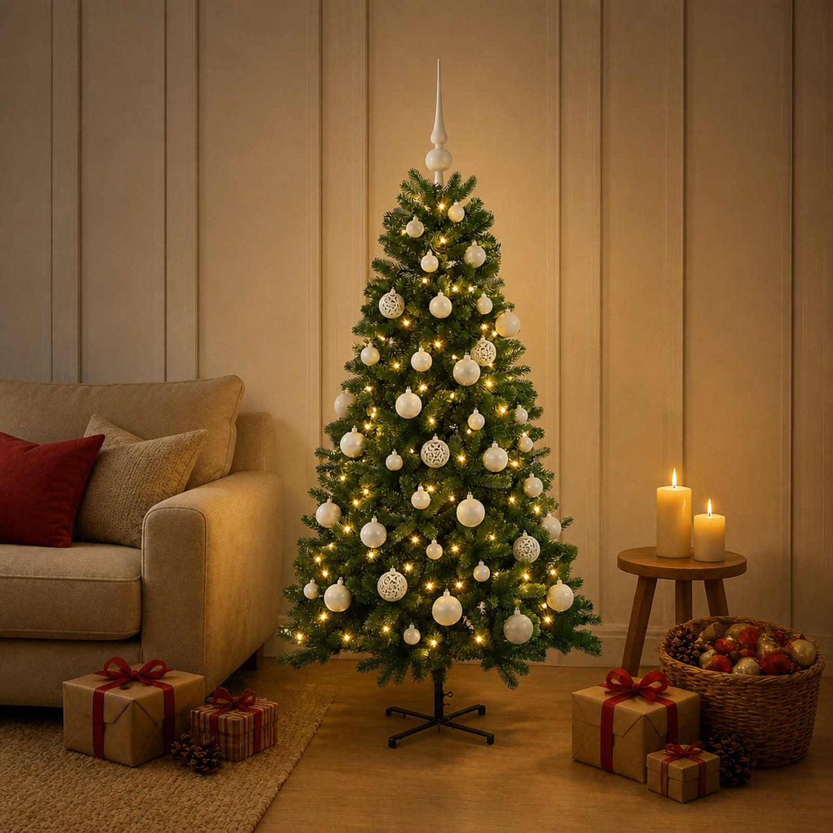 Dirbtinė kalėdinė eglutė su rutuliuku 150 cm 150 LED