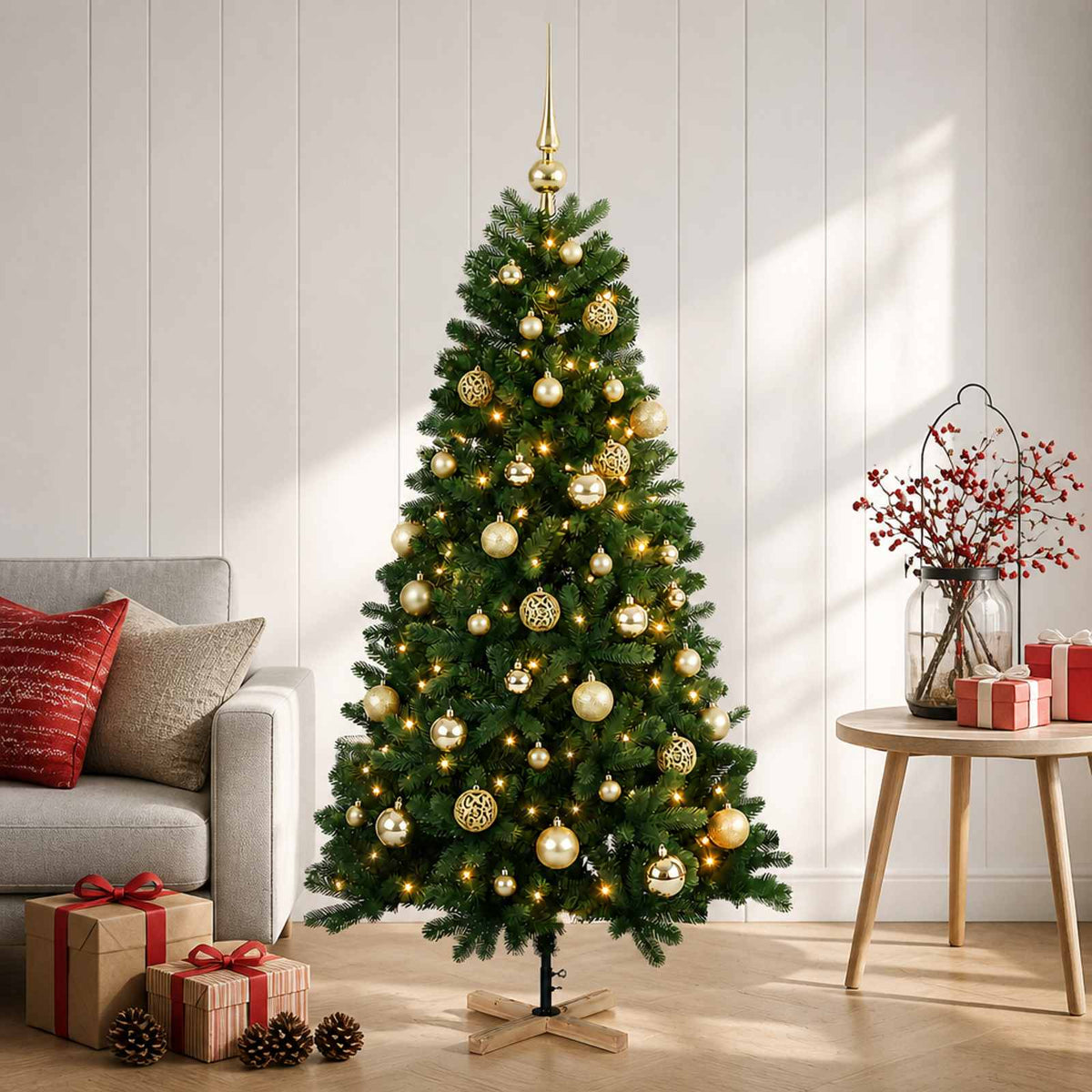 Dirbtinė kalėdinė eglutė su rutuliuku 120 cm 150 LED
