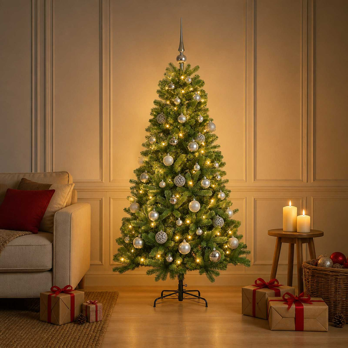 Dirbtinė kalėdinė eglutė su rutuliuku 150 cm 150 LED