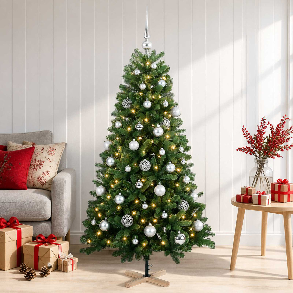 Dirbtinė kalėdinė eglutė su rutuliuku 150 cm 150 LED