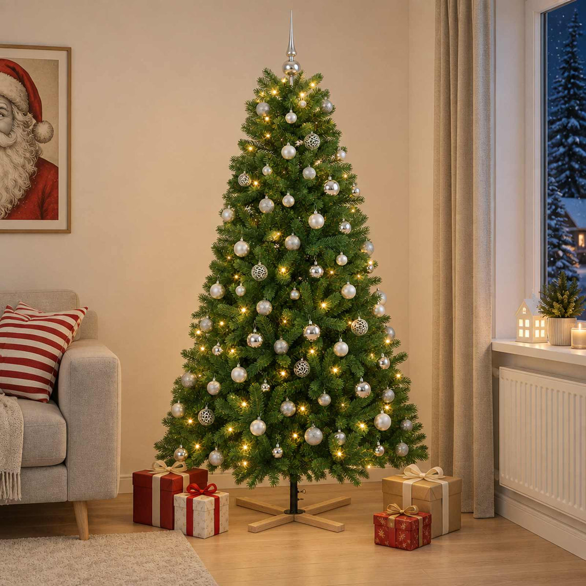 Dirbtinė kalėdinė eglutė su rutuliuku 210 cm 300 LED