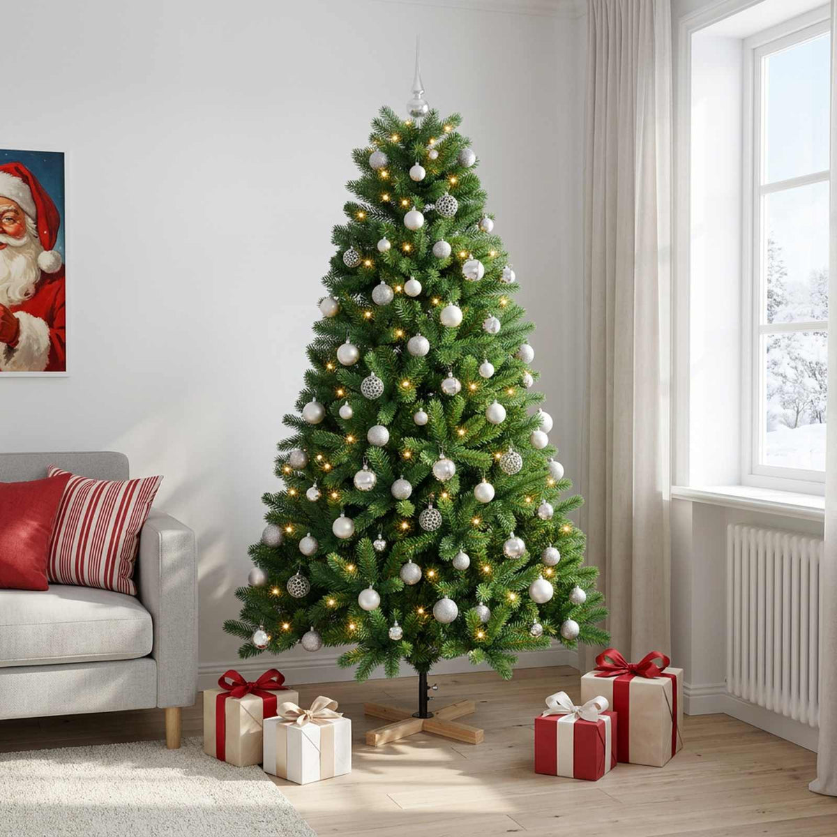 Dirbtinė kalėdinė eglutė su rutuliuku 210 cm 300 LED