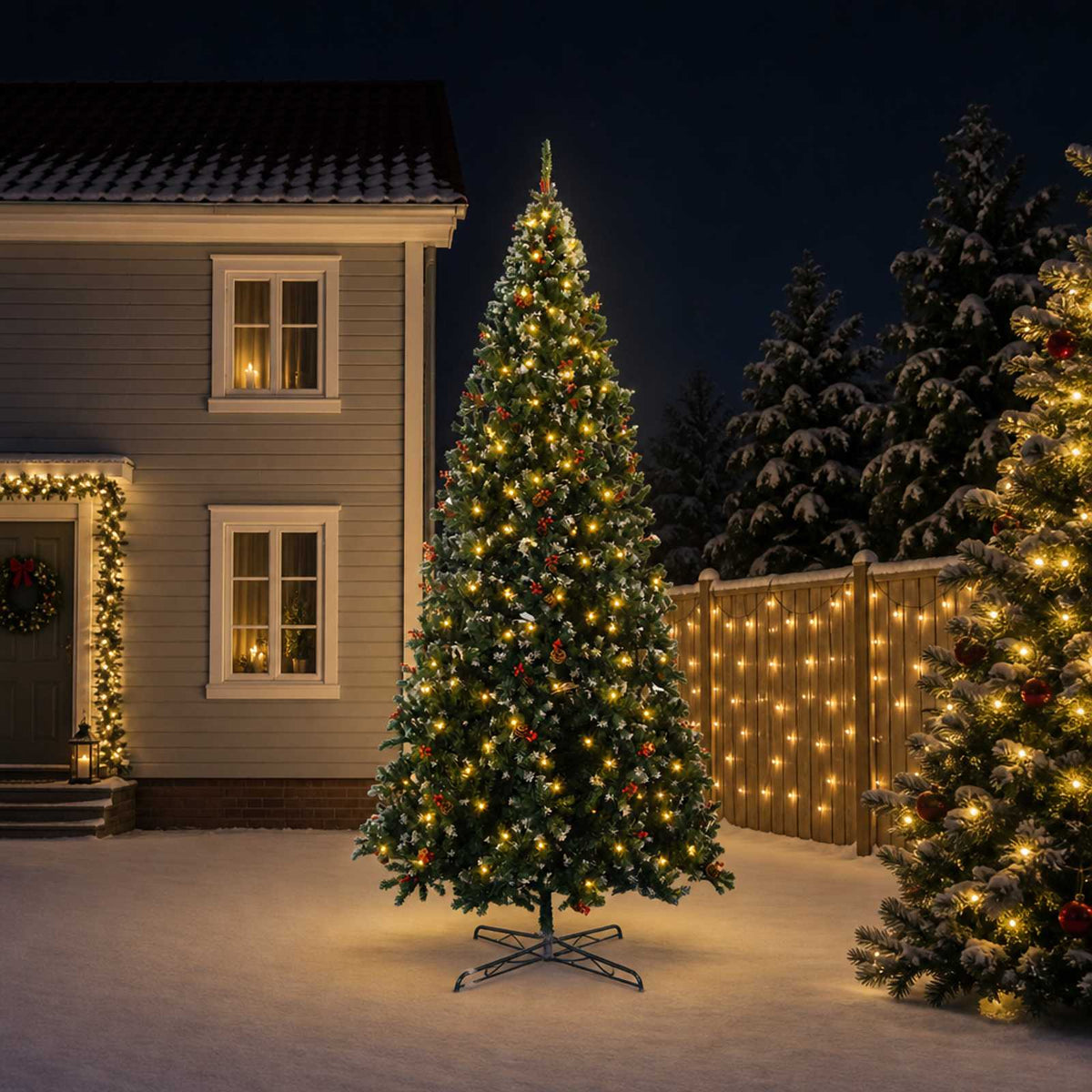 Dirbtinė Sulankstoma Kalėdų Eglutė 400 cm 600 LED Šilta balta