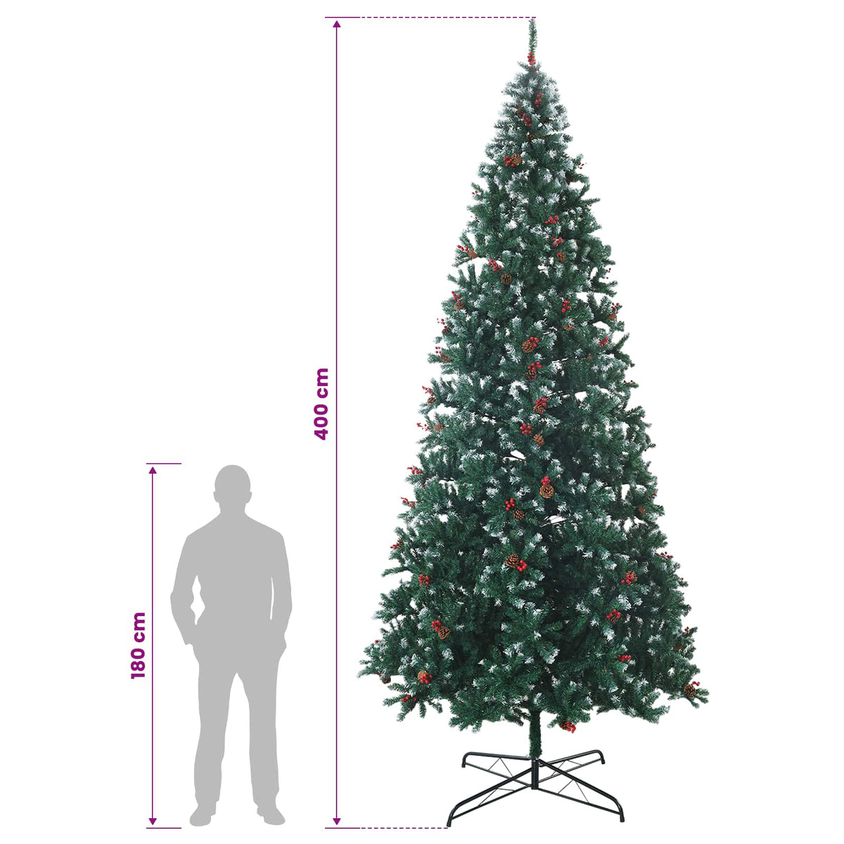 Dirbtinė Sulankstoma Kalėdų Eglutė 400 cm 600 LED Šilta balta