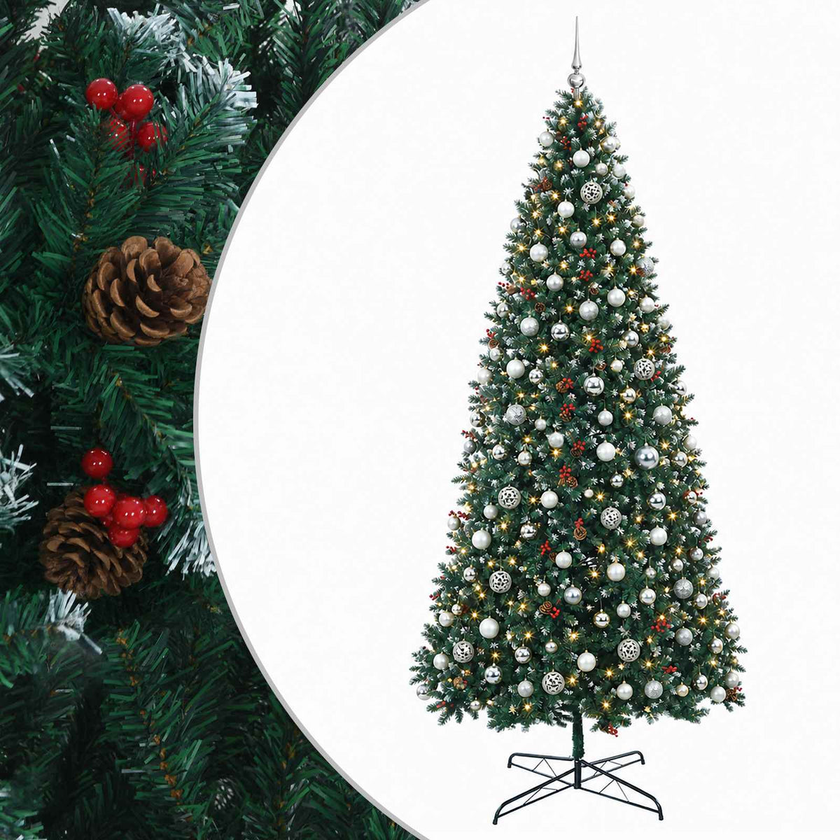 Dirbtinė lankstoma Kalėdų eglutė su žaisliukais 400 cm 600 LED
