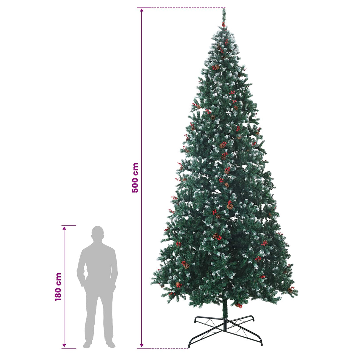 Dirbtinė Kalėdų eglutė 500 cm PVC ir Plienas Žalia ir balta