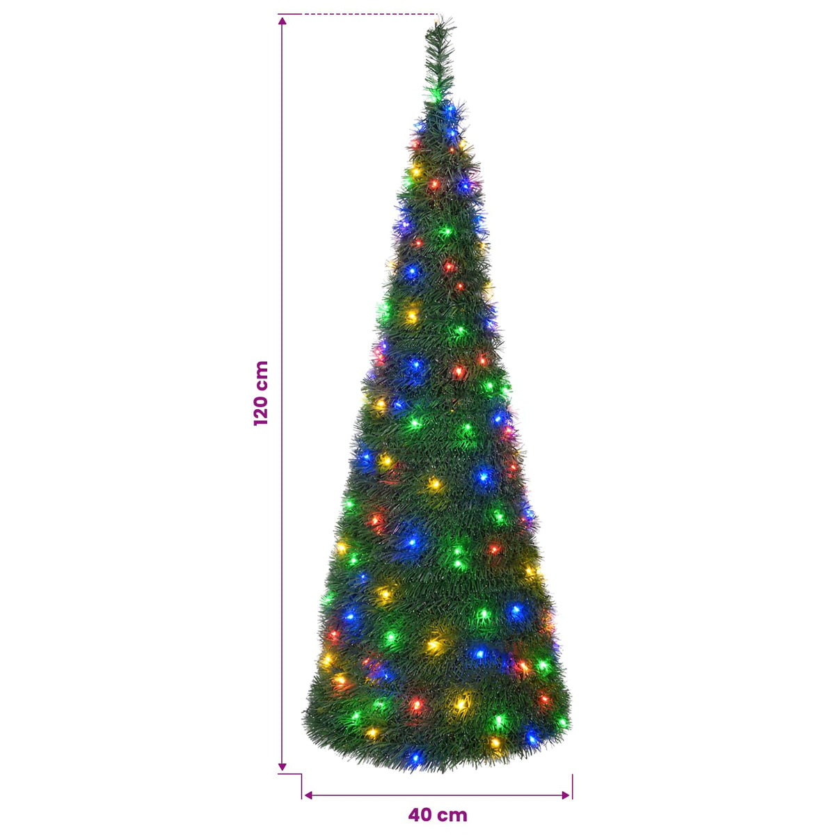 Išskleidžiama Kalėdų eglutė su LED lemputėmis 120 cm 50 LED PVC