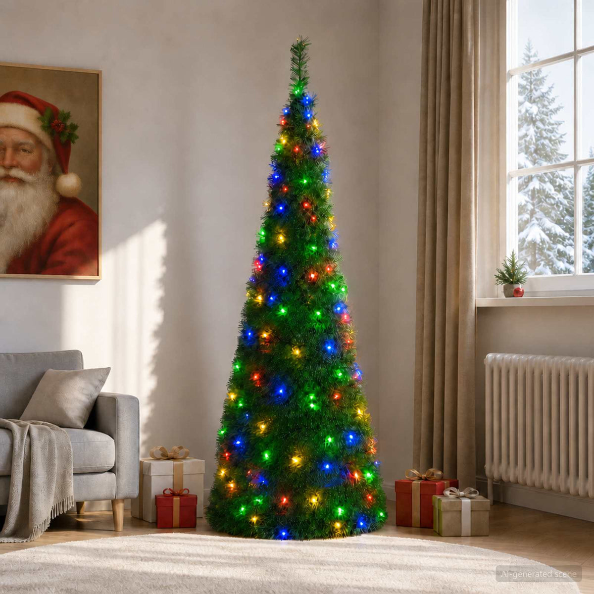 Išskleidžiama Kalėdų eglutė su LED lemputėmis 180 cm 150 LED