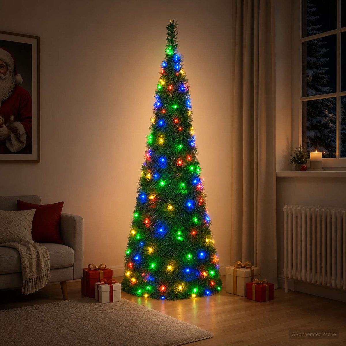 Išskleidžiama Kalėdų eglutė su LED lemputėmis 180 cm 150 LED