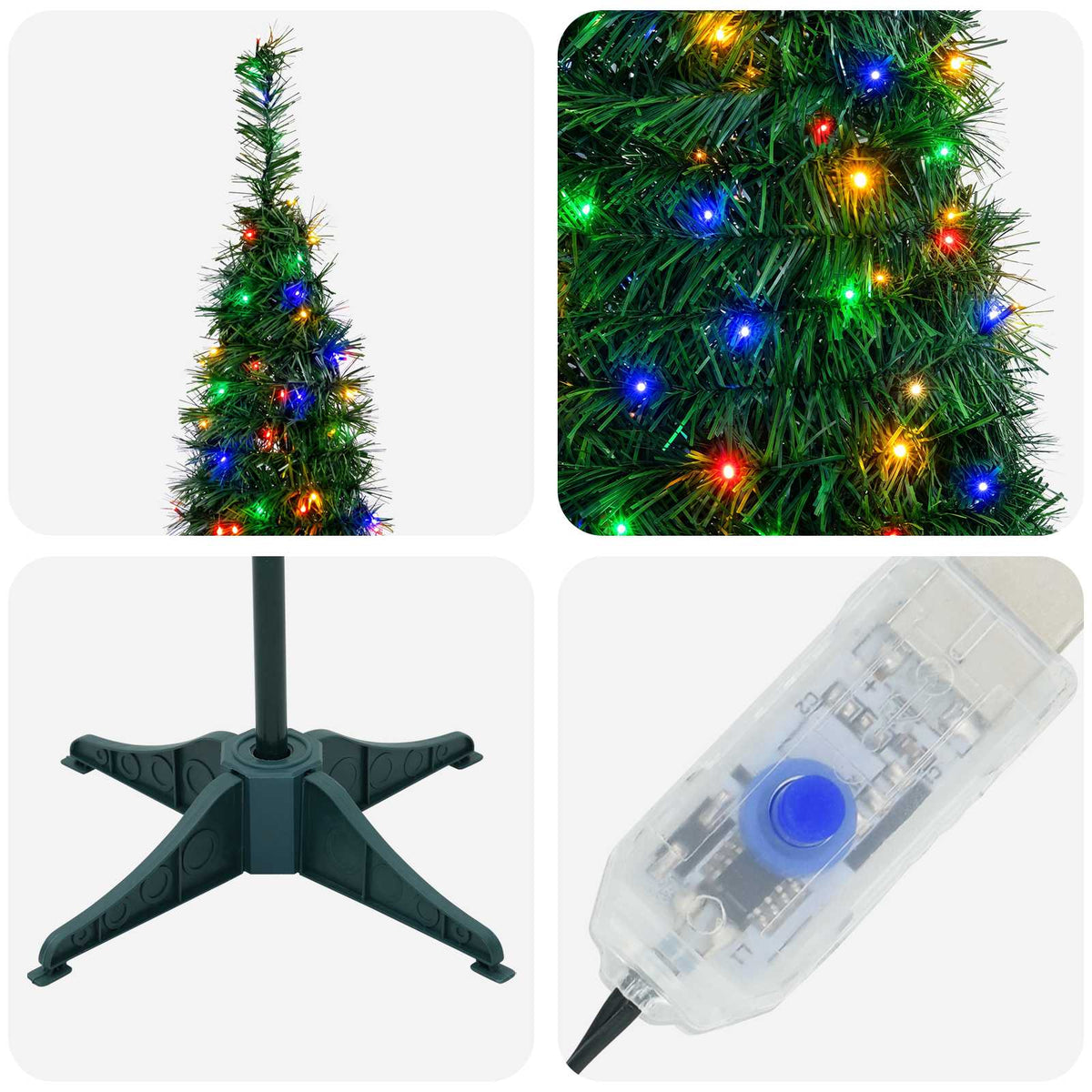 Išskleidžiama Kalėdų eglutė su LED lemputėmis 210 cm 200 LED