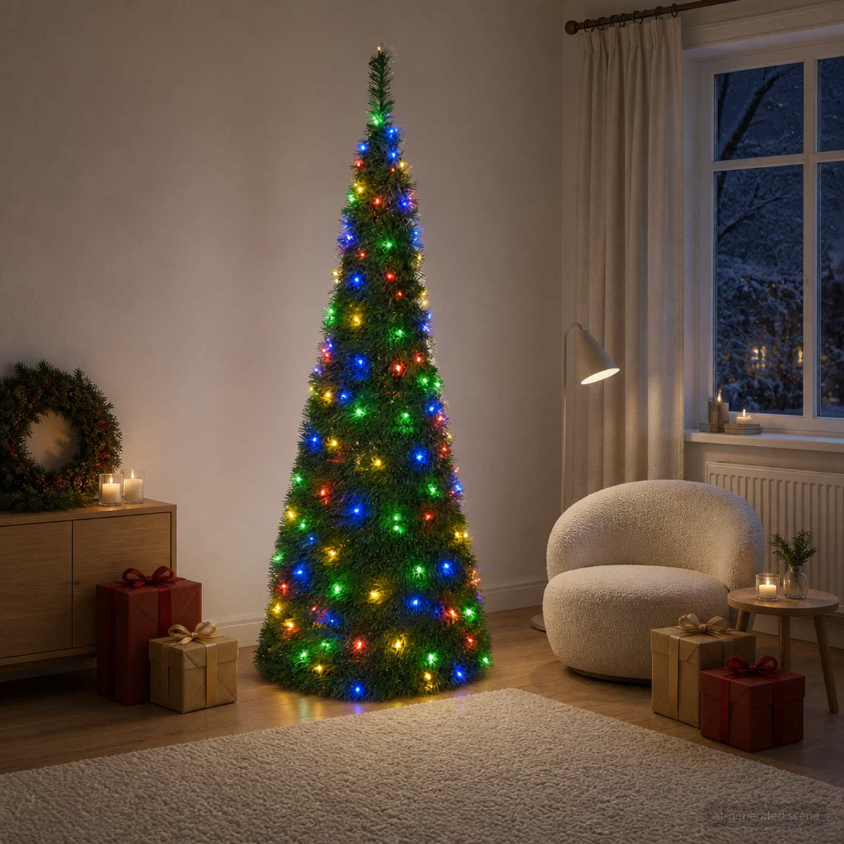 Išskleidžiama Kalėdų eglutė su LED lemputėmis 210 cm 200 LED