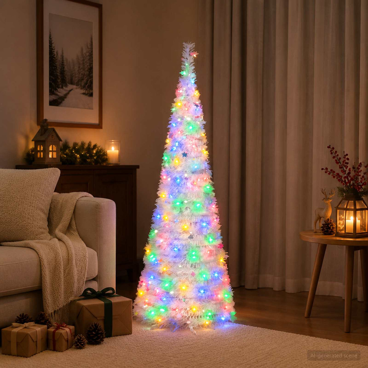Išskleidžiama Kalėdų eglutė su LED lemputėmis 120 cm 50 LED