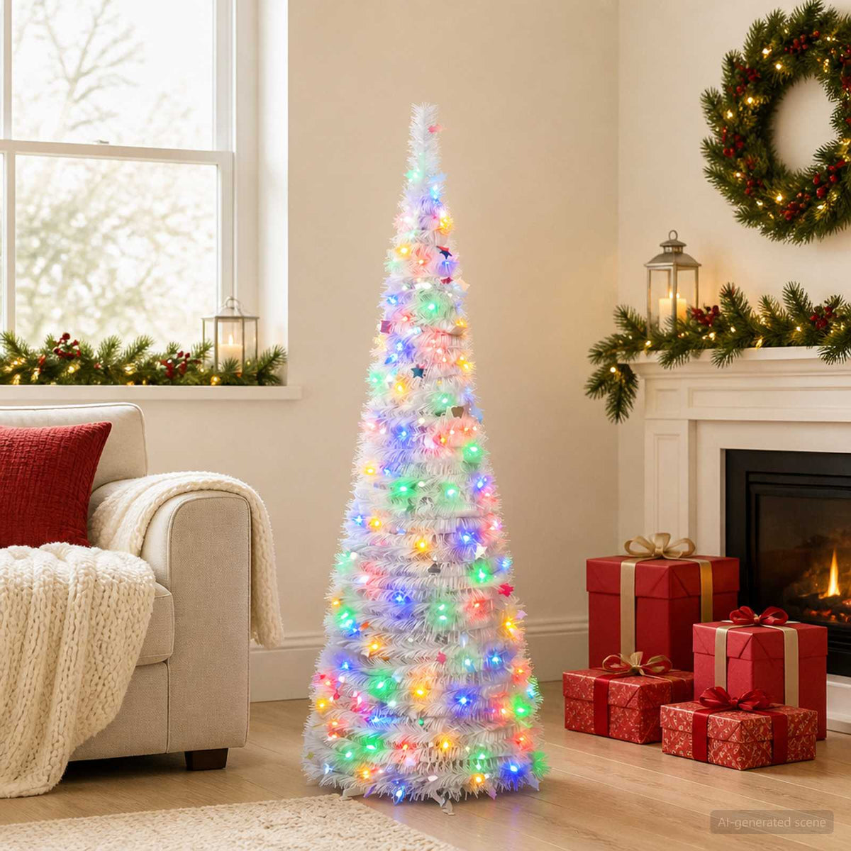 Išskleidžiama Kalėdų eglutė su LED lemputėmis 120 cm 50 LED