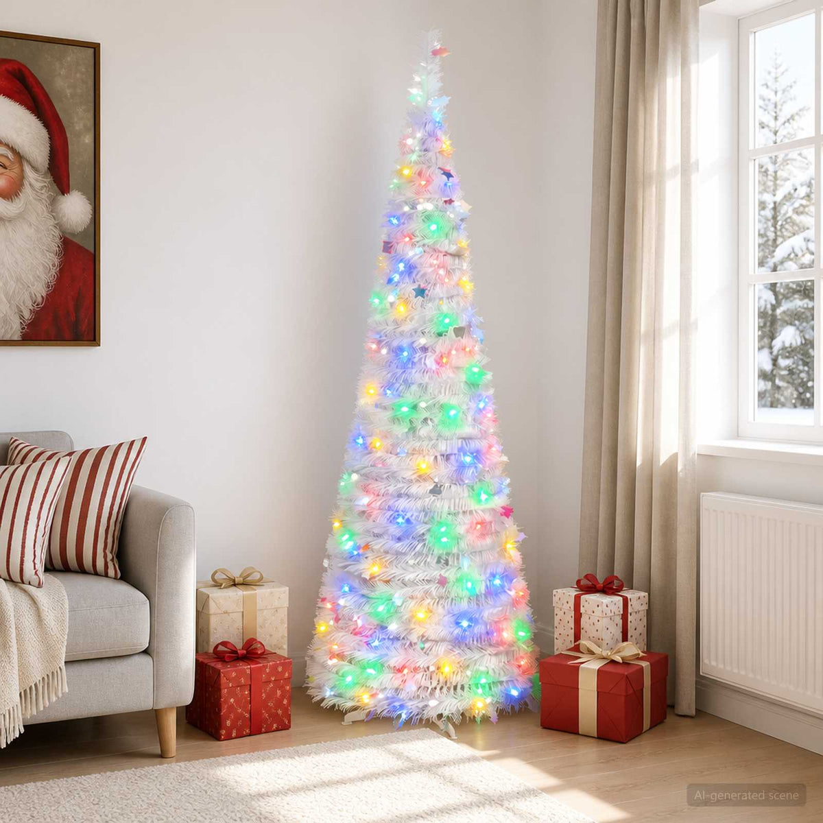 Išskleidžiama Kalėdų eglutė su LED lemputėmis 210 cm 200 LED