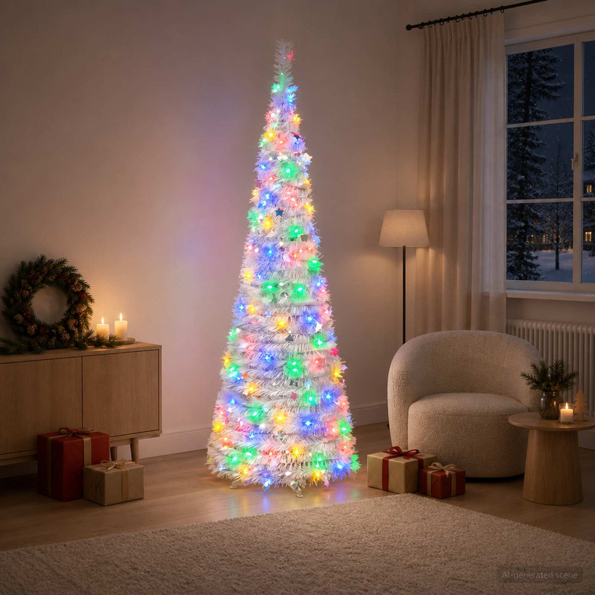 Išskleidžiama Kalėdų eglutė su LED lemputėmis 210 cm 200 LED