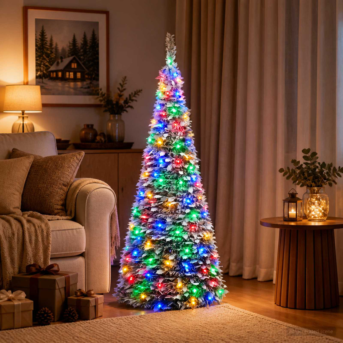 Išskleidžiama Kalėdų eglutė su LED lemputėmis 120 cm 50 LED PVC