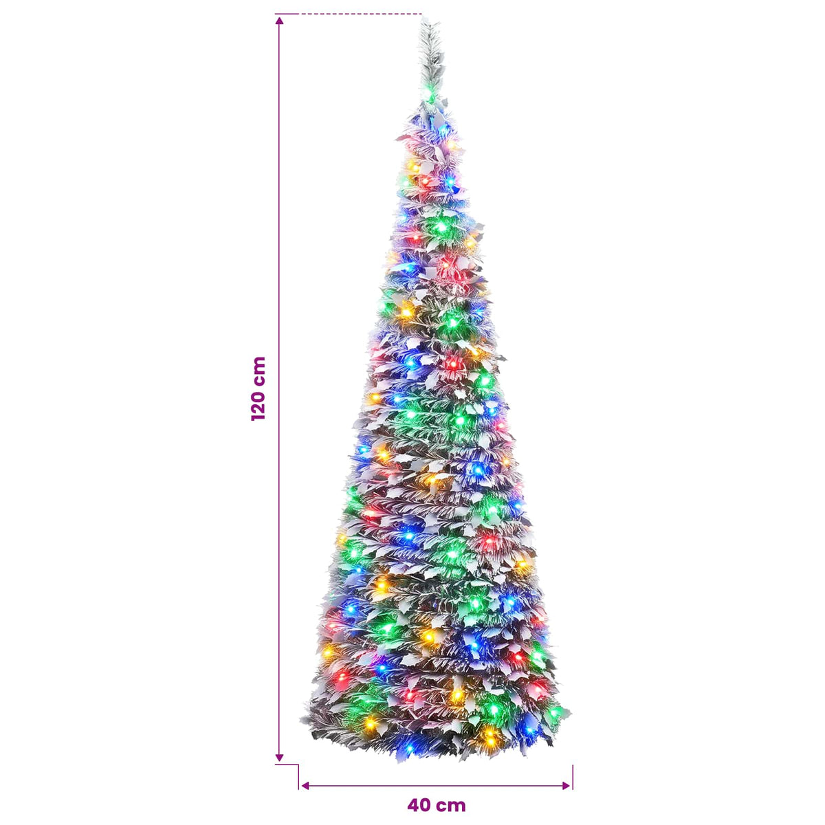 Išskleidžiama Kalėdų eglutė su LED lemputėmis 120 cm 50 LED PVC